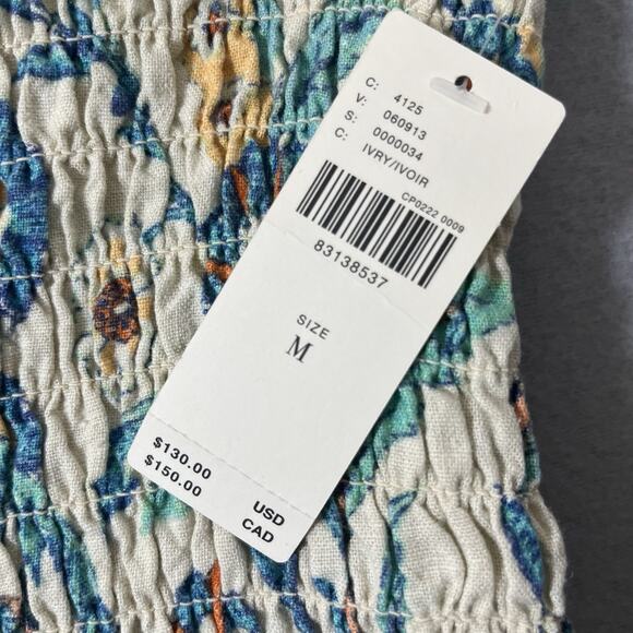 Anthropologie Pilcro Smocked Strapless Romper Ivory Medium NWT Linen - Picture 5 of 11